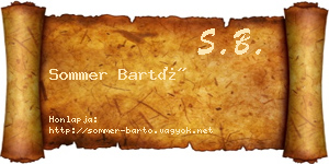 Sommer Bartó névjegykártya